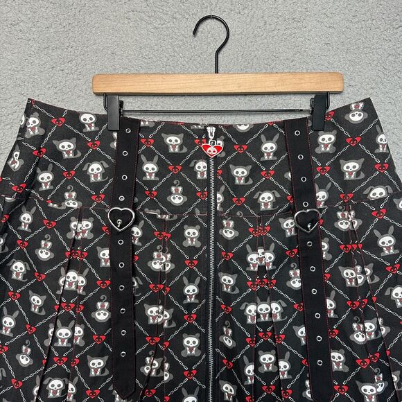 Skelanimals Hot Topic Skirt 1X Plus Gothic Pleated Grommet Denim Punk Kawaii - Picture 3 of 12
